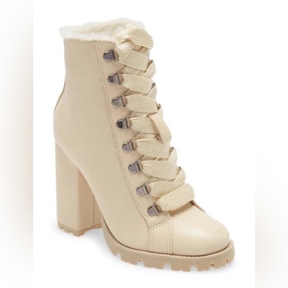 Schutz 8 Zhara Egg Shell Ivory Lace-Up Ankle Boots Booties NEW with Box